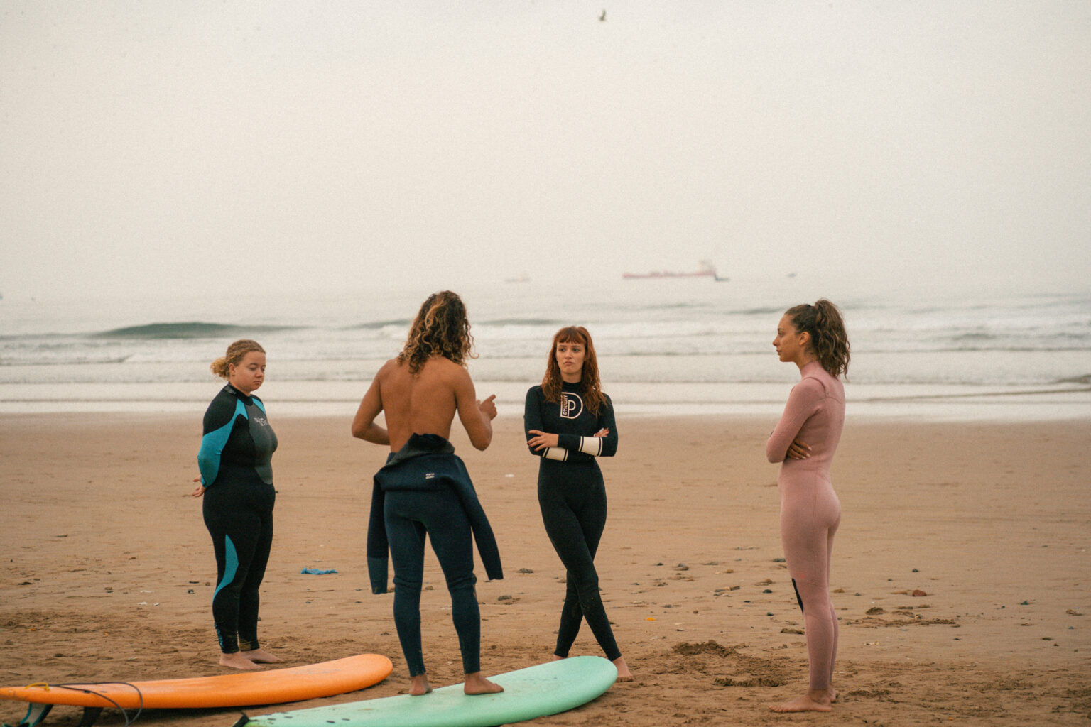 Surf lesson with the morocco surf camp at anza beach