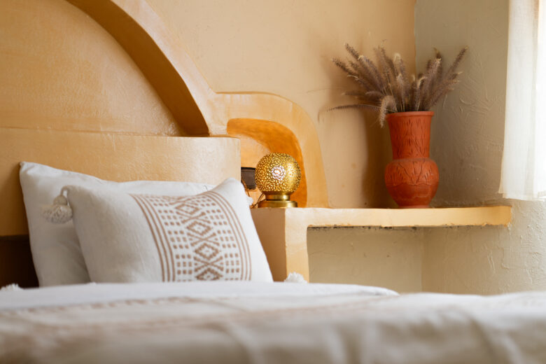 double room with moroccan decor elements at anza surfhouse