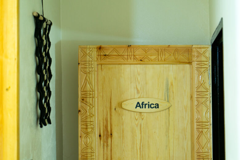 sign on door of double room at anza surfhouse