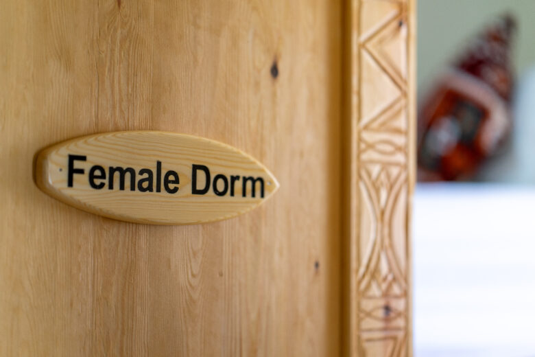 sign of female dorm room at anza surfhouse